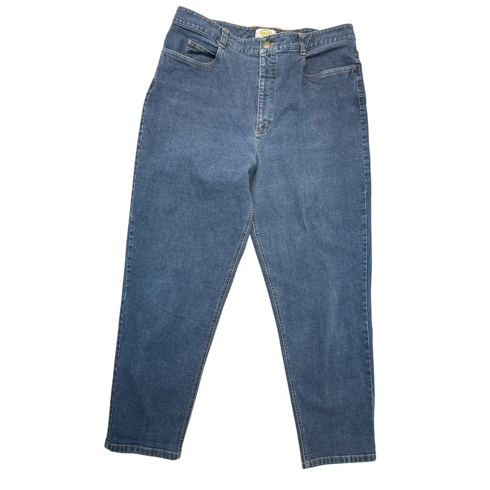 Talbots Jeans Womens 16P Blue Petites Stretch Tapered Leg High Rise Mom Classic